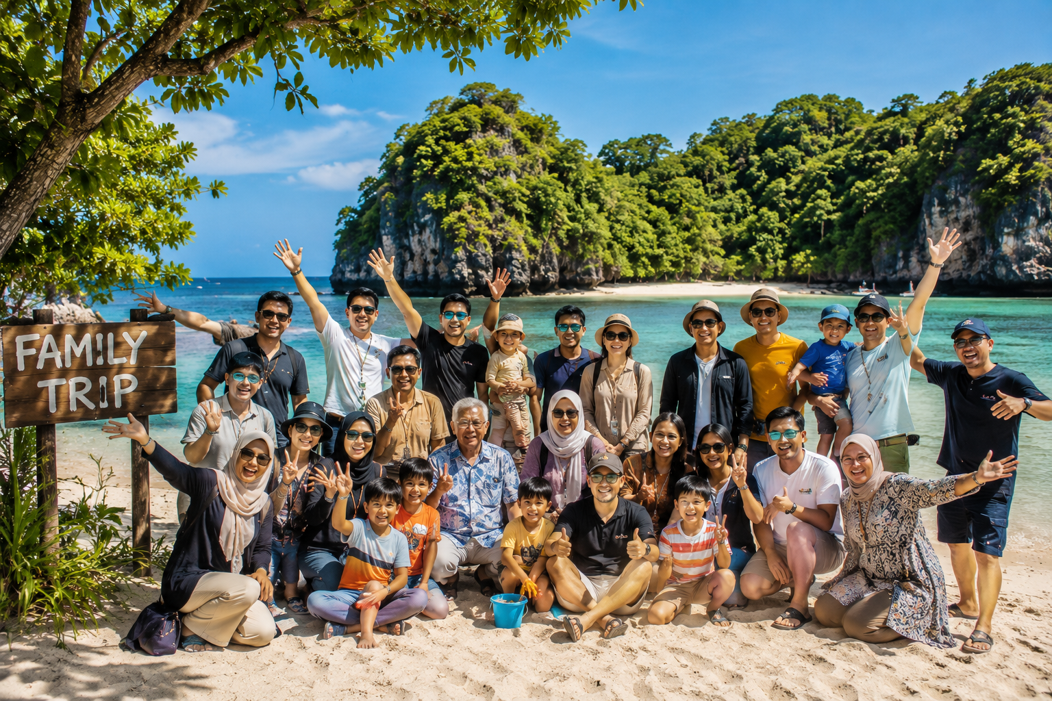 Keluarga menikmati family trip liburan bersama