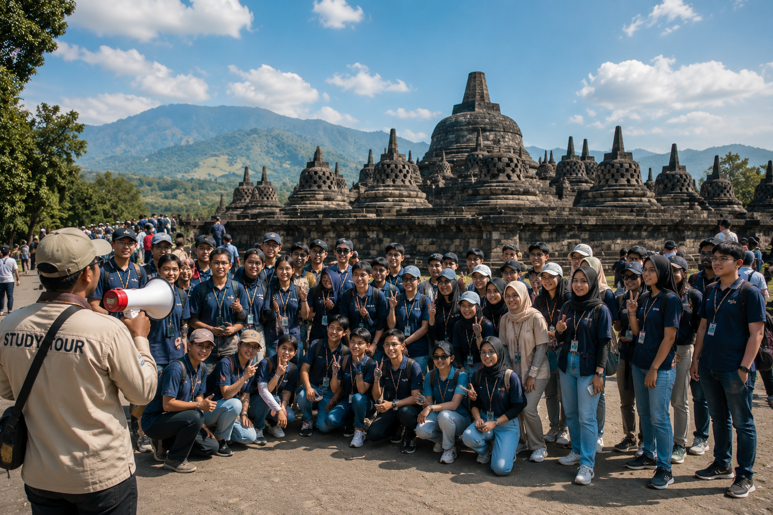 Siswa sekolah mengikuti study tour edukatif